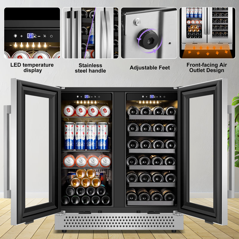 TAZPI 30 in. 29 Bottle and 110 Can Dual Zone BuiltIn/Freestanding Wine
